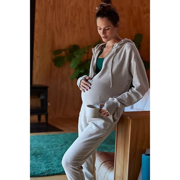 FREE PEOPLE FP Movement x Hatch Warm Up Jumpsuit S Maternity Heather Gray B66 - Picture 1 of 7